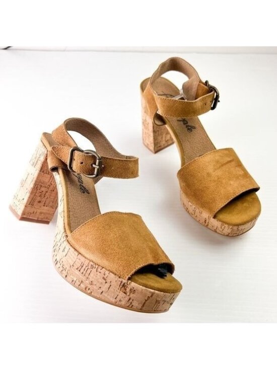 Free People Shoes - Free People Sandals womens 10  boho Tan Brooke Platform Suede Strap Block Sandal